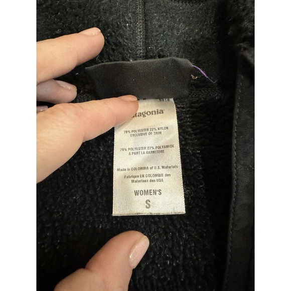 Patagonia Fully Lined Fleece Synchilla Size Small Black Long Jacket - Picture 6 of 7